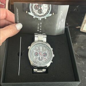 Brand new in box Charles Hutton Dual time watch- needs new battery 85146-11C
